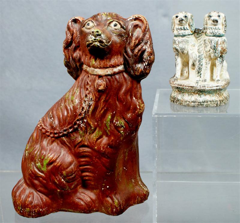 Appraisal: Chalk spaniel figure with another chalk double dog some wear