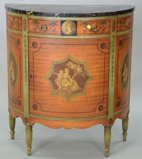 Appraisal: Johnson Handley Johnson Louis XVI style paint decorated demilune side