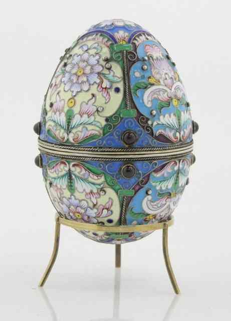 Appraisal: A silver-gilt and cloisonn enamel egg th Century in the