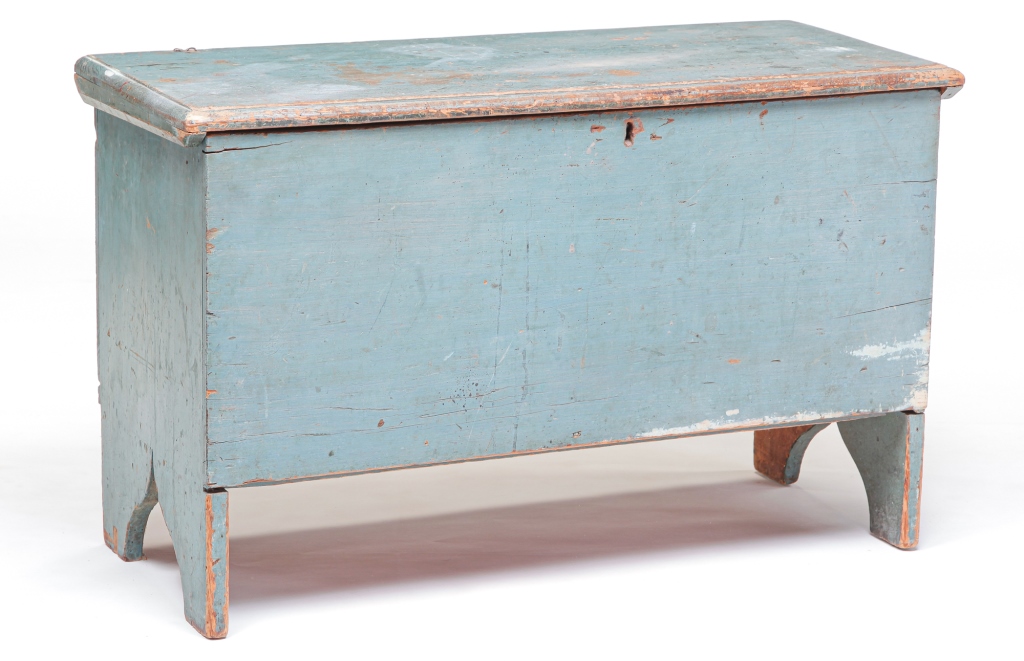 Appraisal: AMERICAN SIX-BOARD PAINTED BLANKET CHEST First half th century pine