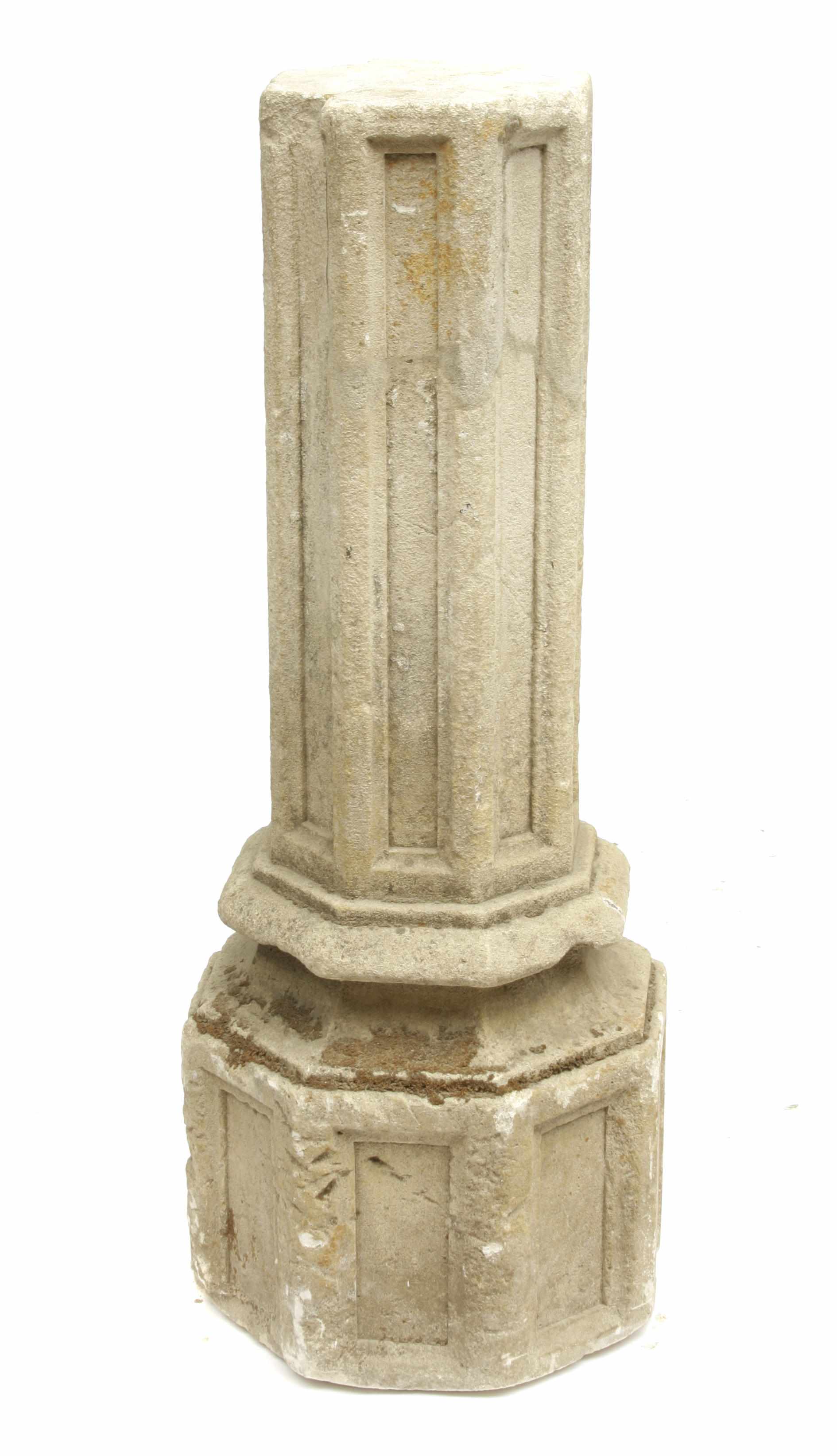 Appraisal: A cast stone fluted column th centuryheight in