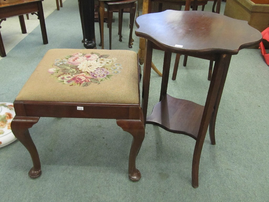 Appraisal: Georgian style dressing stool and a shaped occasional table