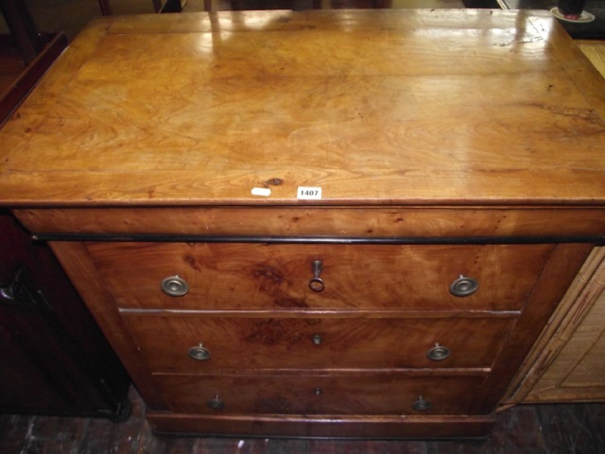 Appraisal: A th century Biedermeier secretaire in birchwood front elevation presented