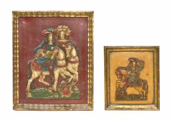 Appraisal: An English Wax Portrait depicting an aristocrat on horseback set