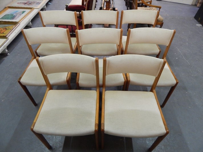 Appraisal: A set of eight Danish Soro Stolefabrik teak dining chairs