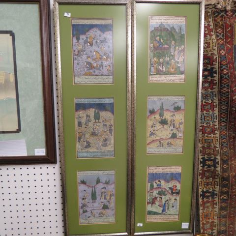 Appraisal: Persian Watercolor Illuminated Manuscript Type Artwork in each frame image