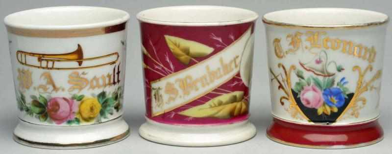 Appraisal: Lot of Shaving Mugs Occupational and personalized mugs Includes two