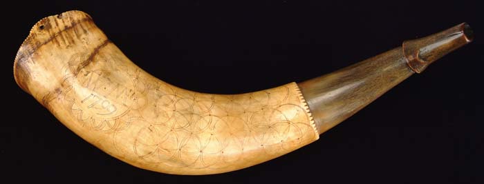 Appraisal: LARGE ENGRAVED TH TH CENTURY POWDER HORN Engraved with overlapping