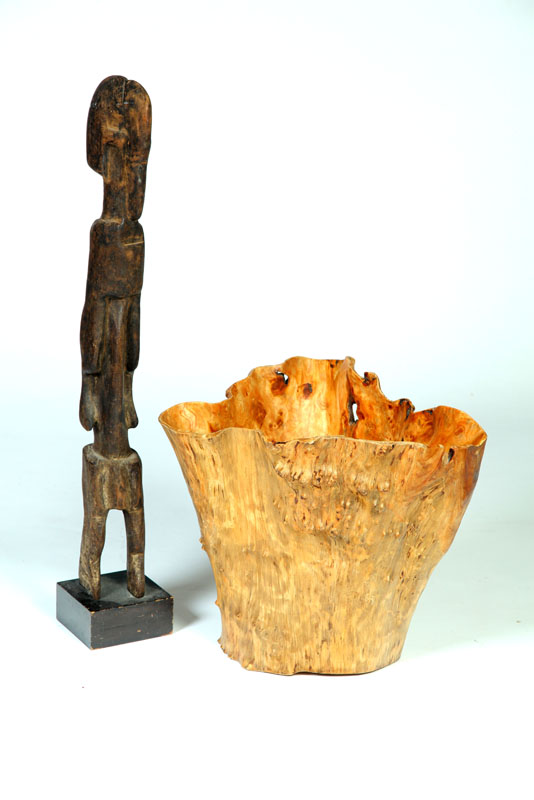 Appraisal: TWO WOODEN PIECES African sculpture late th-early th century Stylized