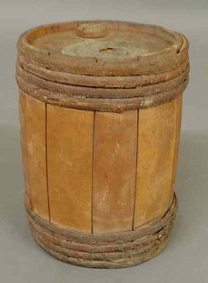 Appraisal: Wood staved black powder keg with wood tap and original