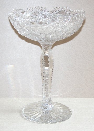 Appraisal: Artist Title Cut glass tall stem open compote highly cut