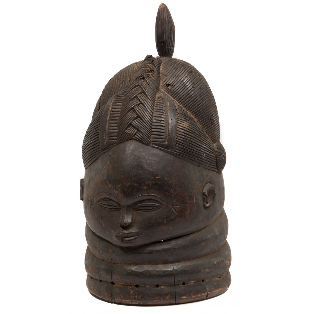 Appraisal: AFRICAN MENDE HELMET MASKSierra Leone hand carved wood having incised