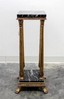 Appraisal: A Neoclassical Style Giltwood and Marble Pedestal Table A Neoclassical