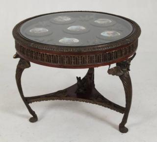 Appraisal: FRENCH EMPIRE STYLE BRONZE MOUNTED MAHOGANY LOW TABLE DECORATIVE BRONZE