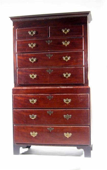 Appraisal: Chippendale mahogany chest on chest In two parts the upper