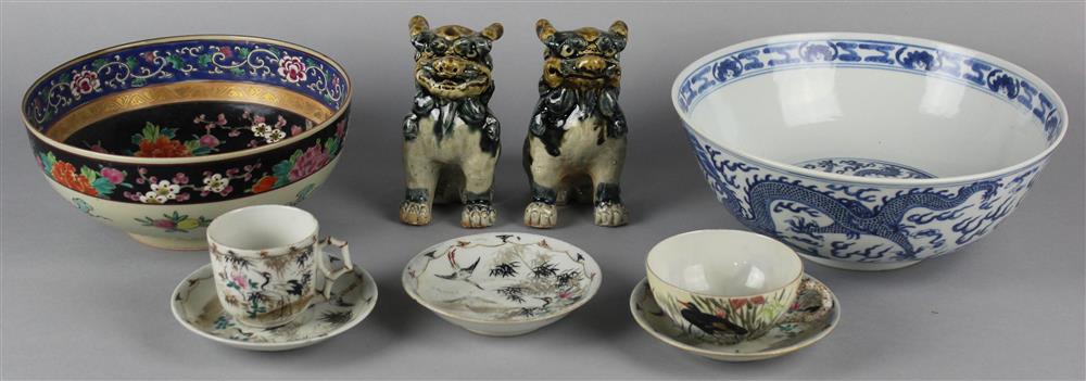 Appraisal: GROUP OF ASIAN DECORATIVE ITEMS including a pair of glazed