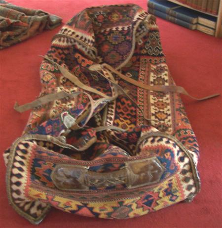 Appraisal: A Qashqai kelim bag th century of rectangular panelled form