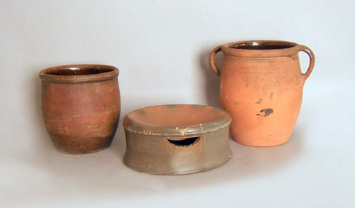 Appraisal: Two large redware crocks th c h and h together