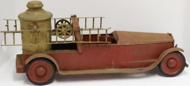 Appraisal: EARLY PRESSED STEEL PUMPER TRUCK WITH LADDERS AS IS CONDITION