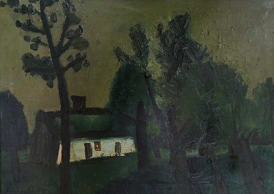 Appraisal: Constant Permeke Cottage in Wood signed oil on canvas cm