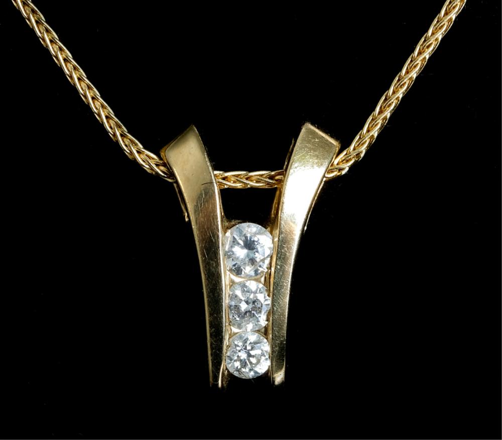 Appraisal: DESIGNER HOU K YG DIAMOND PENDANT NECKLACEVintage K yellow gold