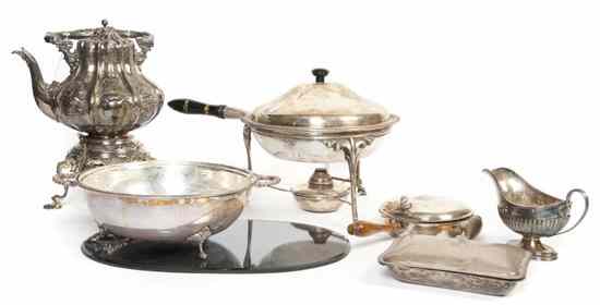 Appraisal: A Group of Silverplate Articles comprising a covered entree on