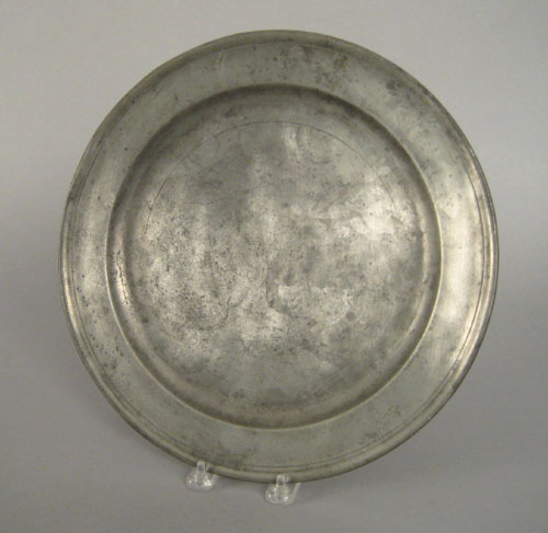 Appraisal: Charlestown Massachusetts pewter charger late th c bearing the touch