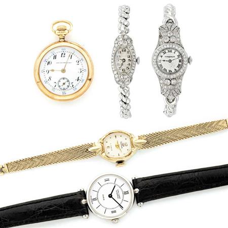 Appraisal: Four Wristwatches and Gold Pendant-Watch Estimate -