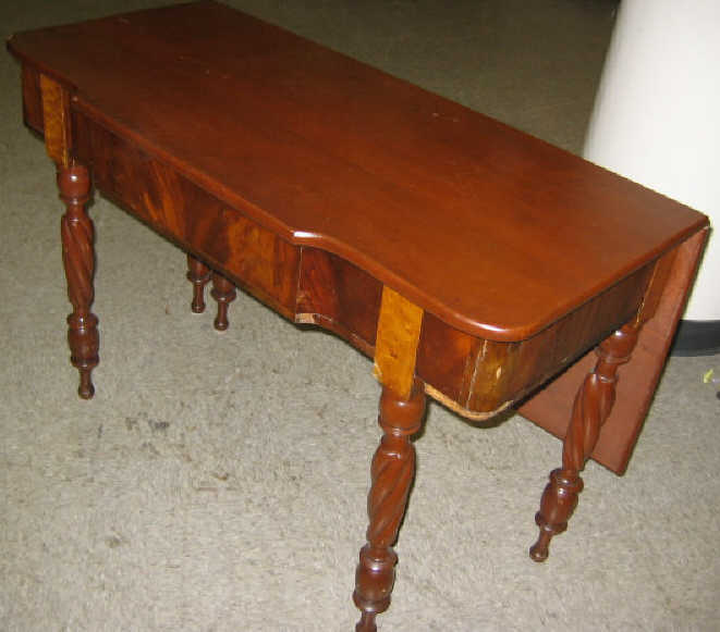 Appraisal: ANTIQUE AMERICAN DROP LEAF CONSOLE TABLE Single leaf drop -