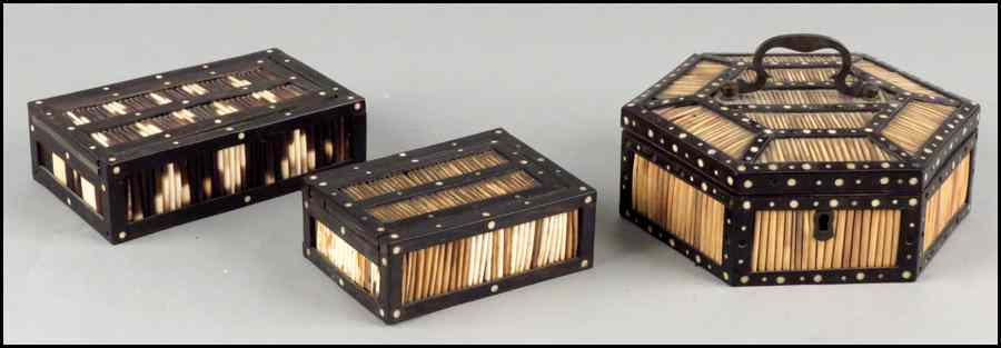 Appraisal: THREE QUILL BOXES Condition No Specific Condition Recorded - Sold