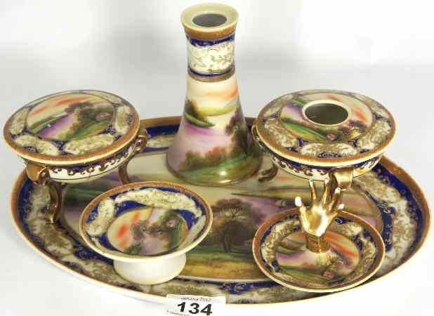 Appraisal: Noritake Ladies Dressing Table Set Ring Holder Tray Boxes and