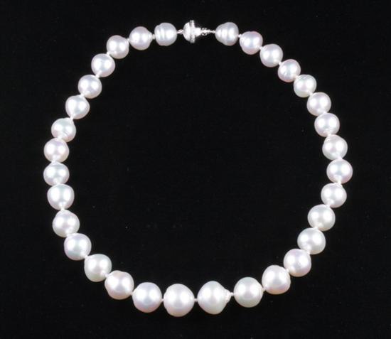 Appraisal: GRADUATED SOUTH SEA BAROQUE PEARL CHOKER white baroque pearls graduating