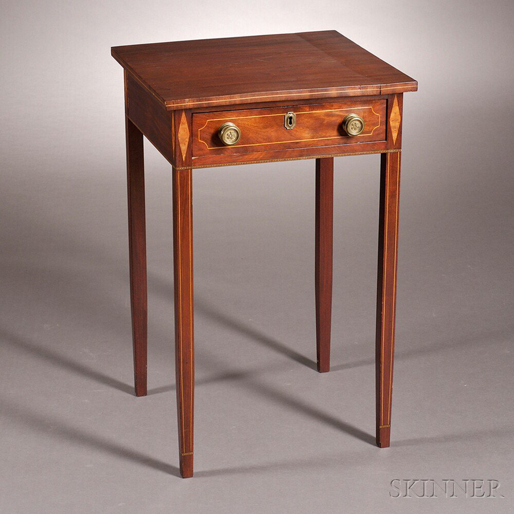 Appraisal: Federal Inlaid Mahogany One-drawer Stand New England c the stand