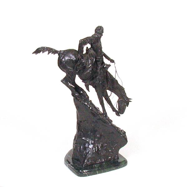 Appraisal: A patinated bronze reproduction of a mountain man cast after