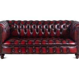 Appraisal: A Fleming and Howland Leather Upholstered Chesterfield Sofa th Century