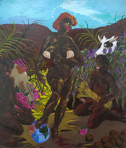 Appraisal: Robert H Colescott American born Mother Nature African Venus signed