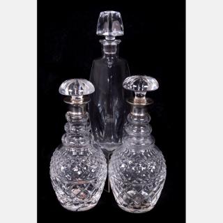 Appraisal: A Group of Three Lead Crystal Decanters th Century A