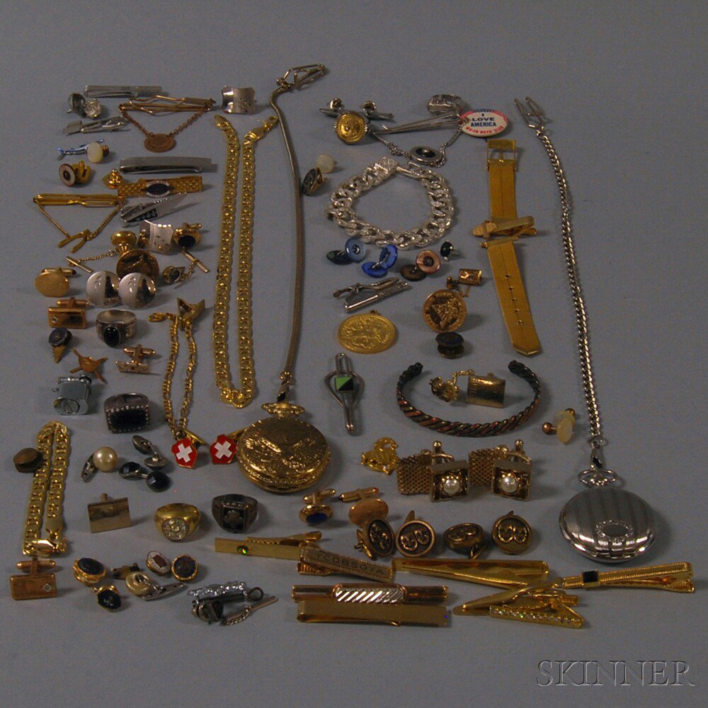 Appraisal: Group of Gentleman's Jewelry Items including tie bars cuff links