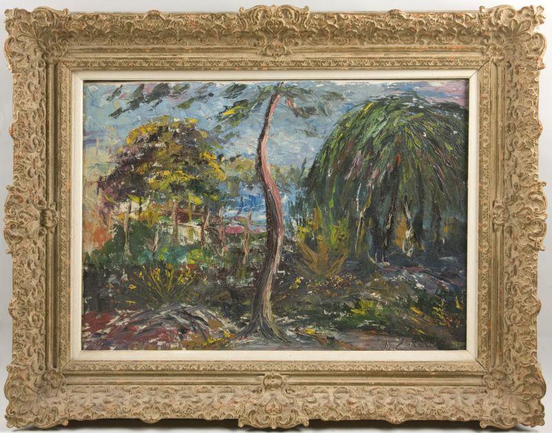 Appraisal: Jules Leeuw Cont - Tropics oil on canvas signed LR