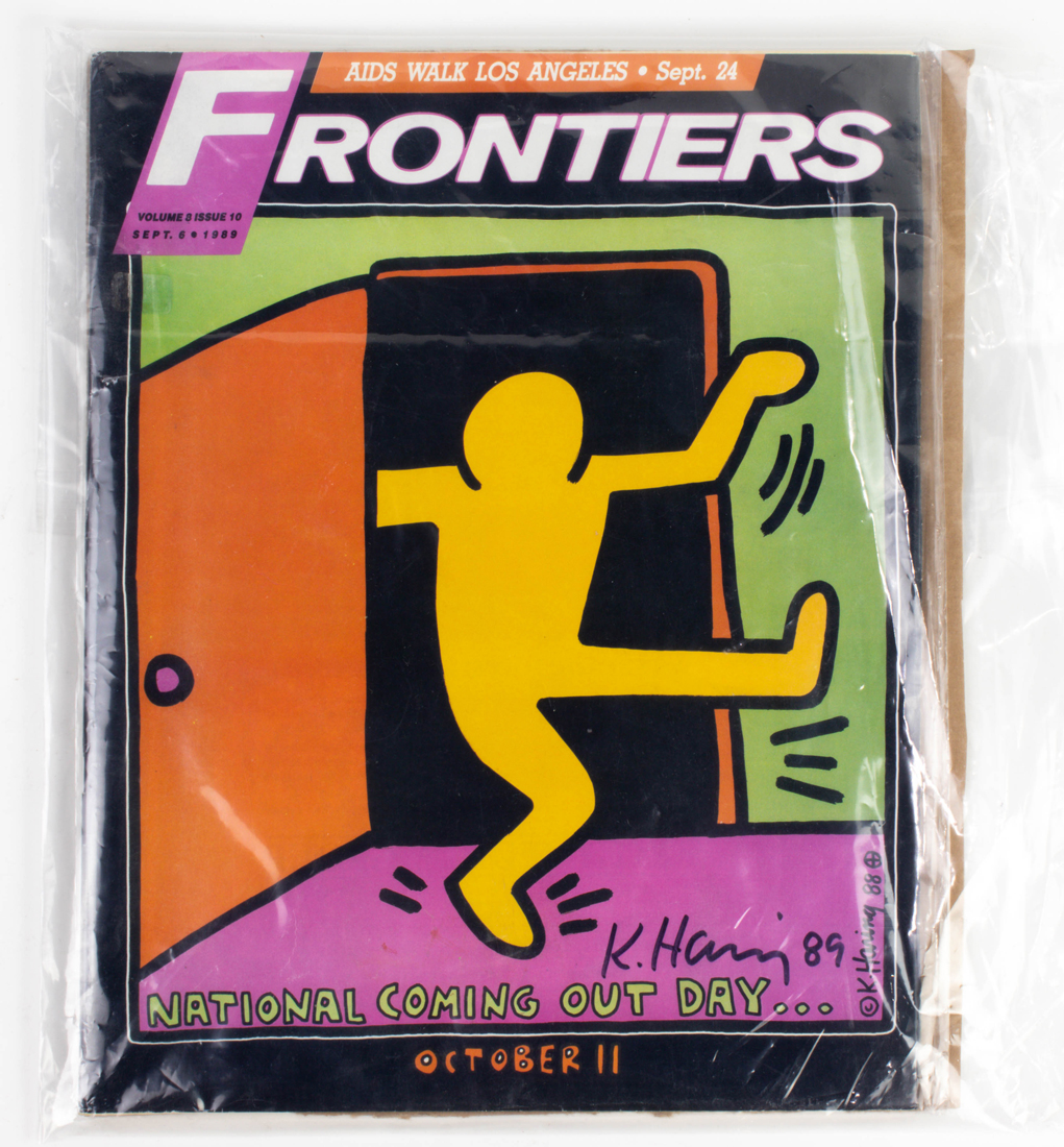 Appraisal: Keith Haring signed Frontiers Magazine September issue Cover features Haring's