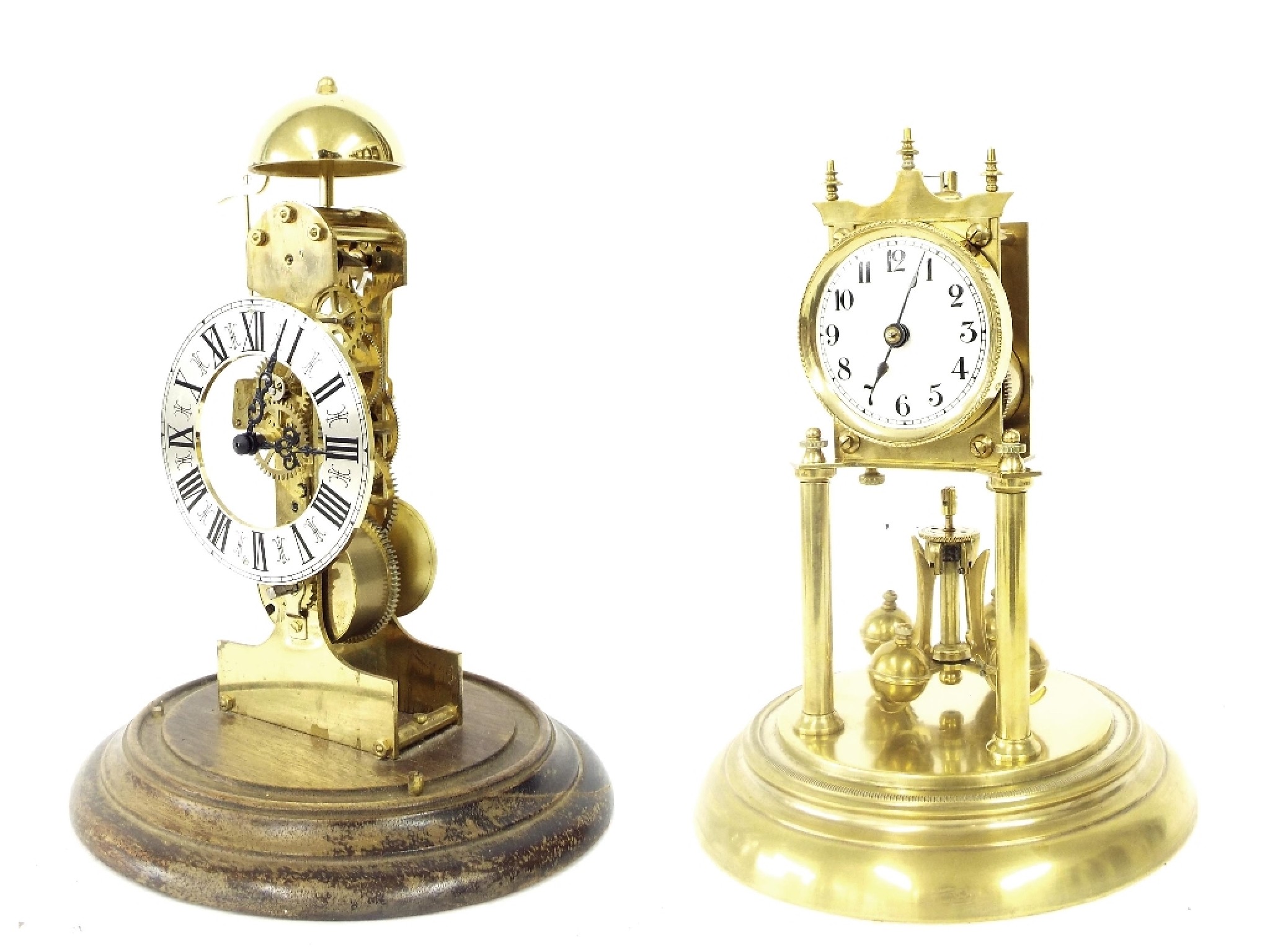 Appraisal: German brass torsion clock in need of restoration missing dome