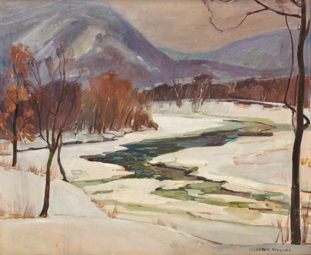 Appraisal: WILLIAM LESTER STEVENS American - Westfield River In Winter oil