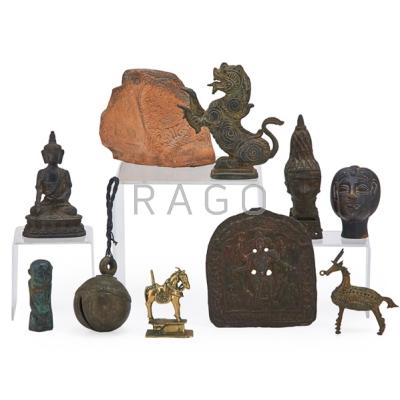 Appraisal: ANTIQUITIES Ten items African hieroglyphic stone and carved stone head