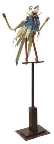 Appraisal: Painted steel sculpture Bird on T-Stand signed at base lower