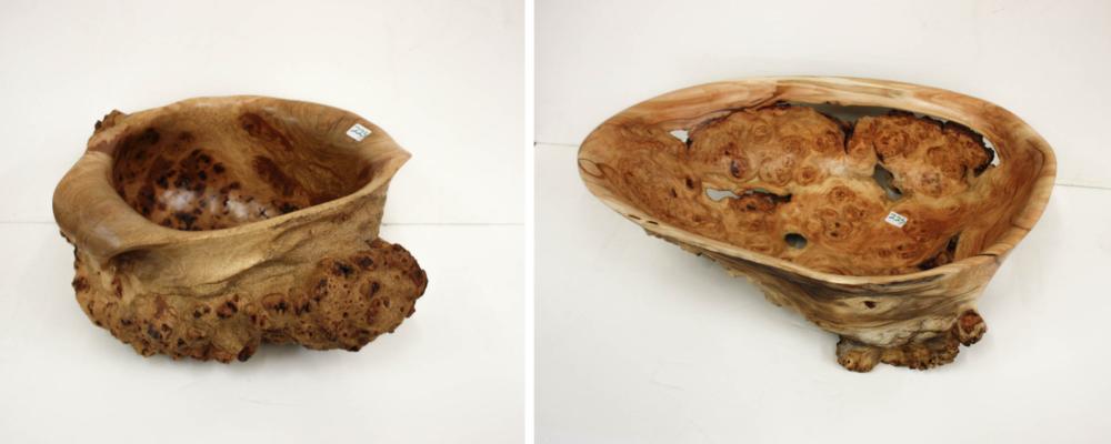 Appraisal: TWO BURL WOOD BOWLS each signed Willis and dated The