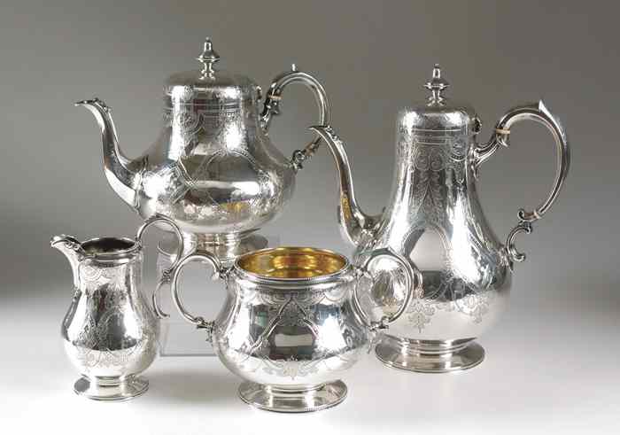 Appraisal: PIECE SET LONDON VICTORIAN STERLING COFFEE TEA SERVICE hallmarked British