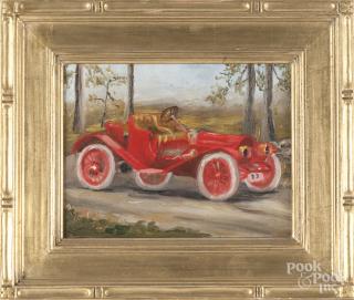 Appraisal: Oil on board of an antique automobile '' x ''