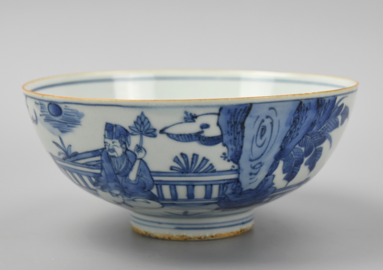 Appraisal: CHINESE B W BOWL W SCHOLARS W CHENGHUA MARK A