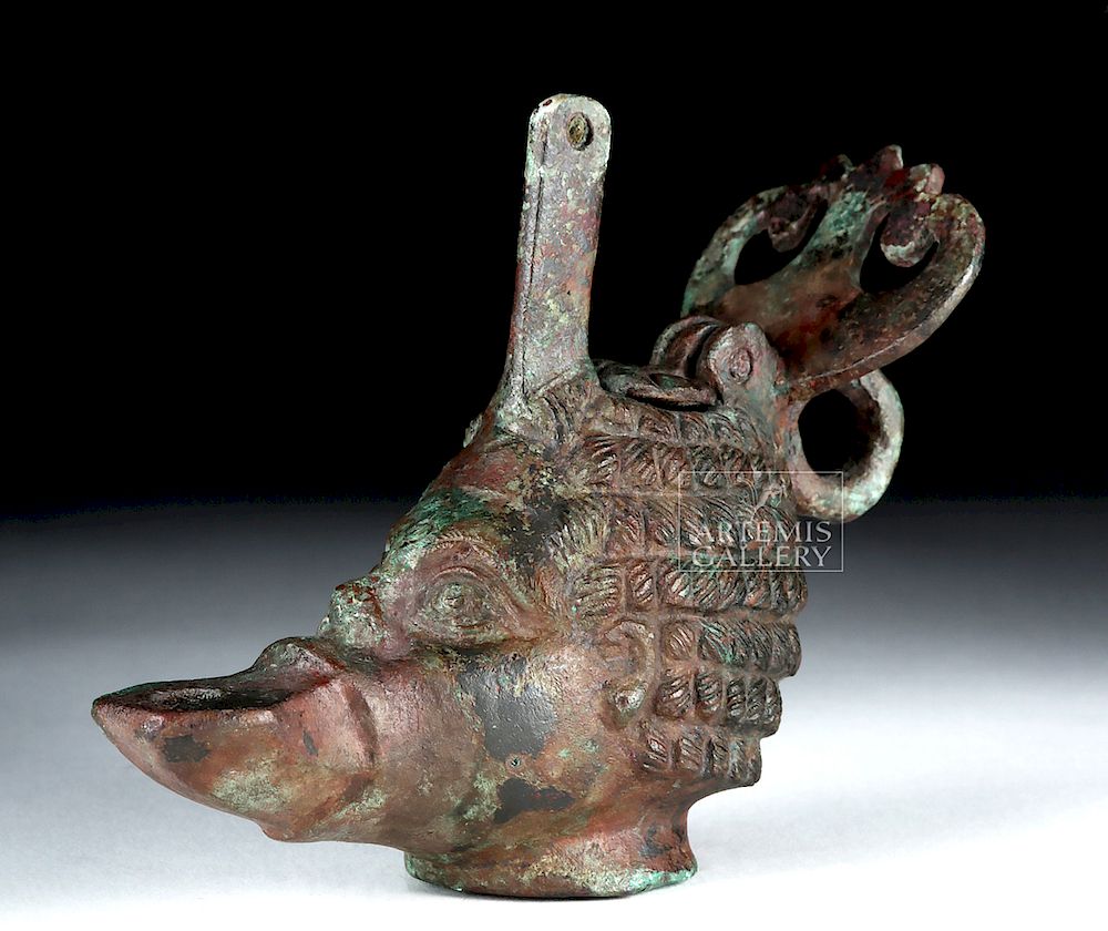 Appraisal: Rare Roman Bronze Oil Lamp - Nubian Form Originally Listed