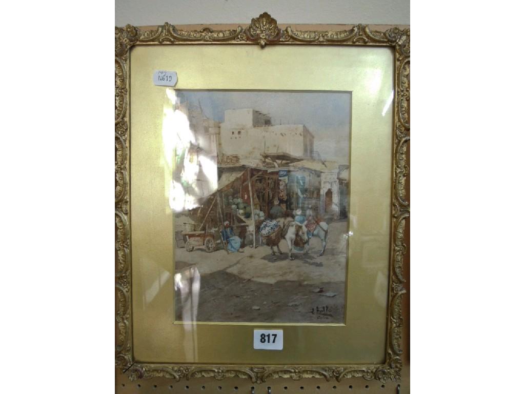 Appraisal: An early th century watercolour of a Cairo street scene